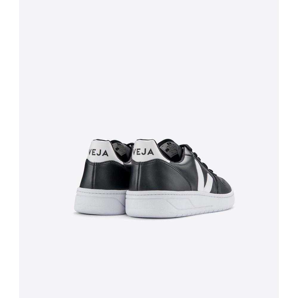 Veja V-10 LEATHER SOLE Men's Sneakers Black/White | CA 321RVD